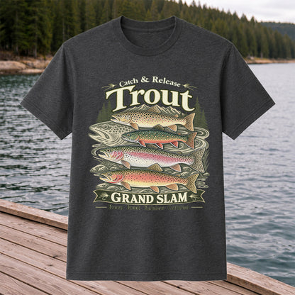 Catch and Release Trout Grand Slam Fishing Graphic T-Shirt