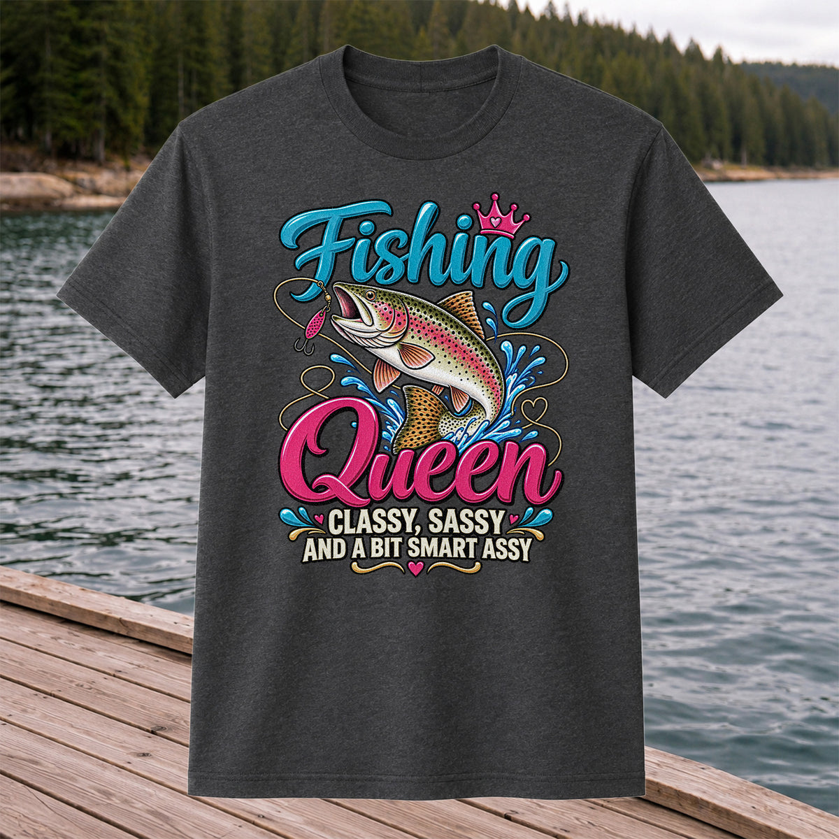 Fishing Queen Classy Sassy and a Bit Smart Assy Rainbow Trout T-Shirt