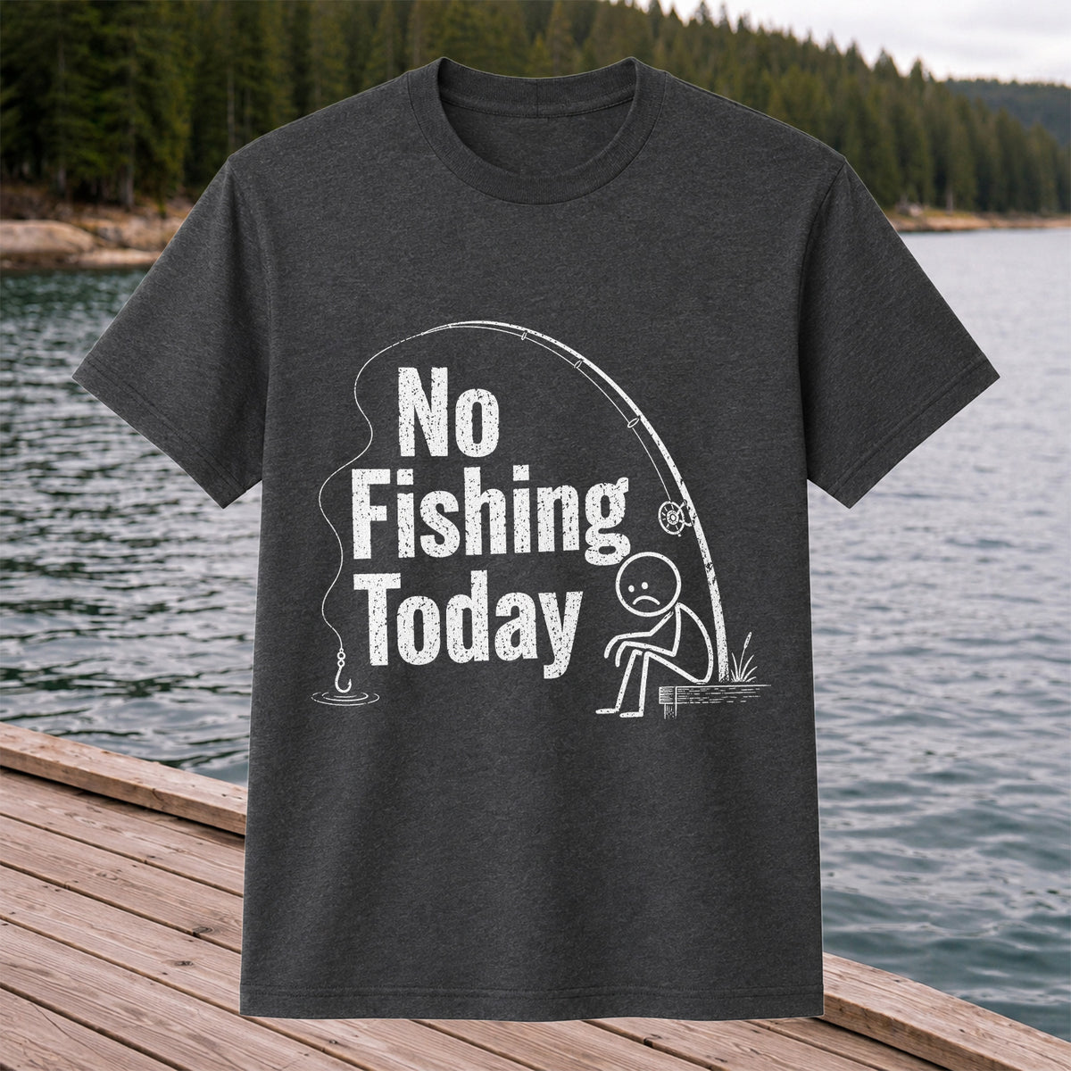 No Fishing Today Funny Sad Angler Fishing Graphic T-Shirt