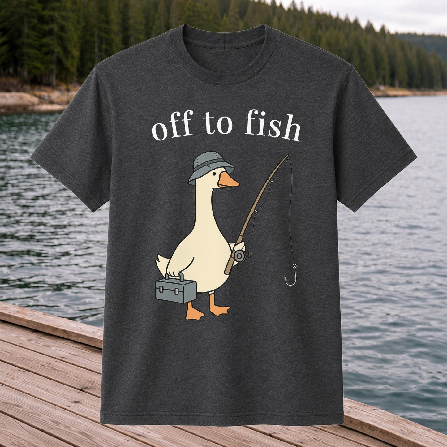 Off To Fish T-Shirt Funny Goose Fishing Shirt Vintage Angler Tee