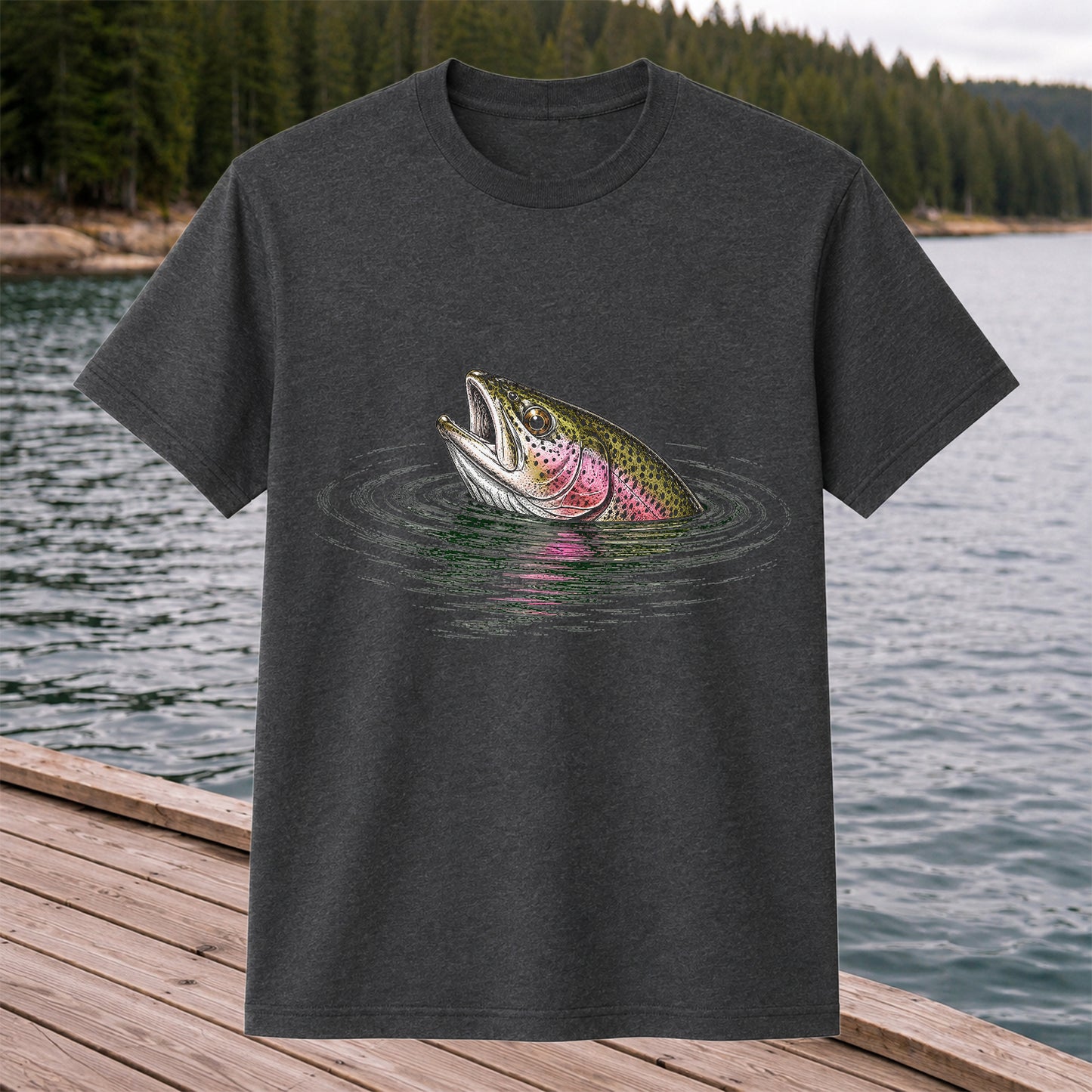 Rainbow Trout Fishing T-Shirt, Fly Fishing Tee for Anglers