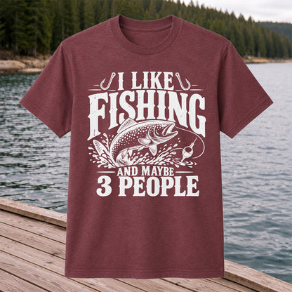 Funny Trout Fishing Three People Graphic T-Shirt