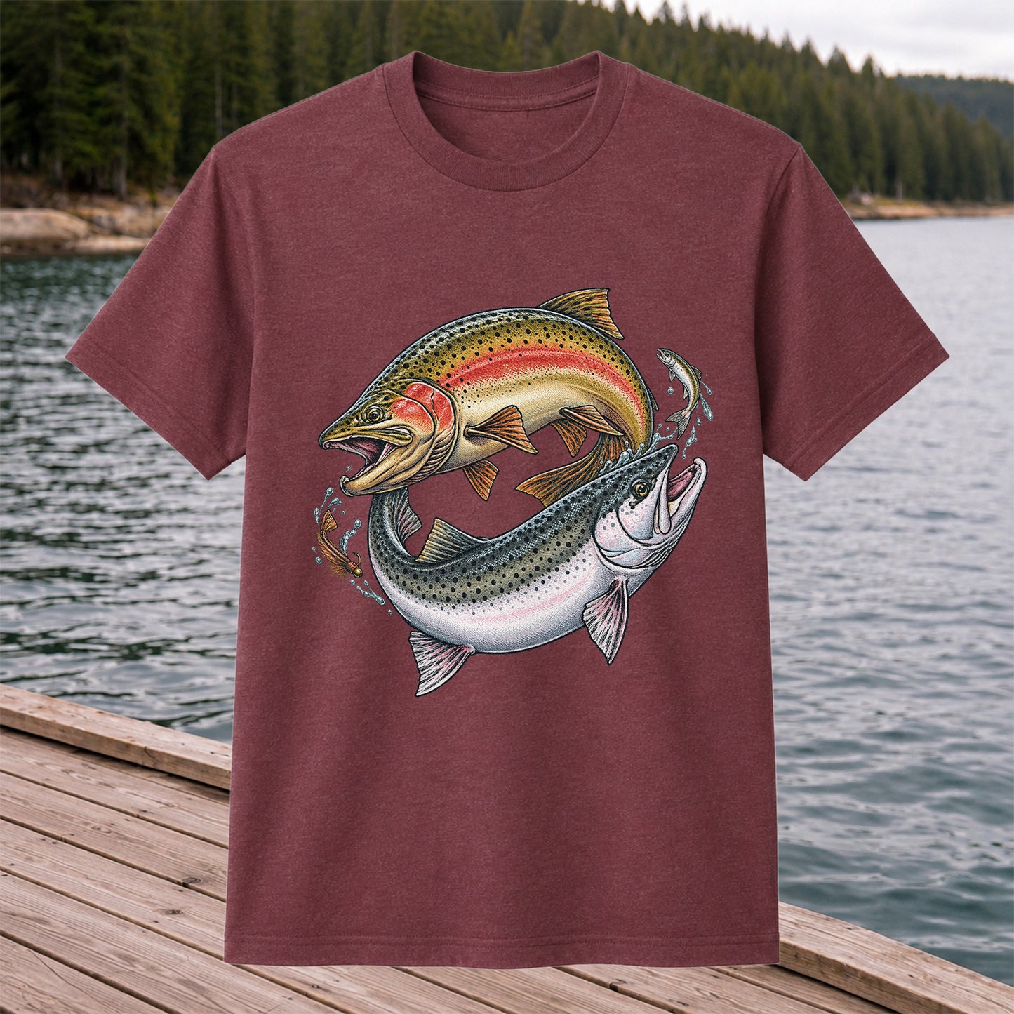 Rainbow Trout Pair Freshwater Fishing Graphic T-Shirt