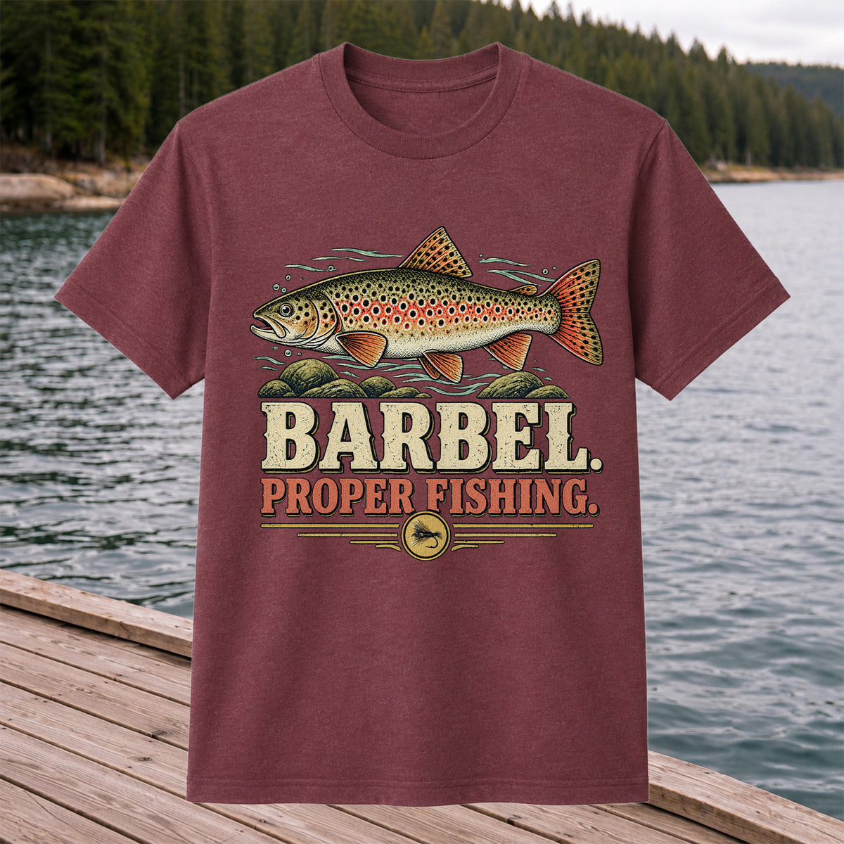 Barbel Proper Fishing Brown Trout Graphic T-Shirt