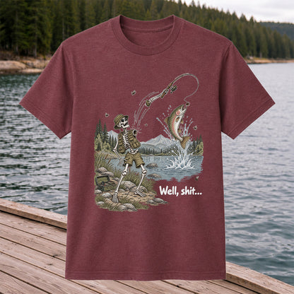 Funny Fishing Skeleton T-Shirt, Trout Fishing Tee