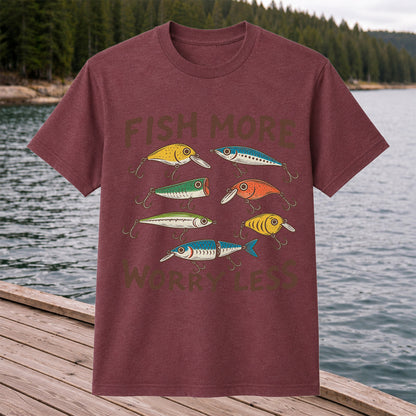 Colorful Fishing Lures and Hooks Graphic T-Shirt