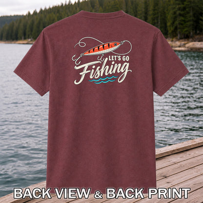 Let's Go Fishing Retro Fishing Lure Graphic T-Shirt | Back Print