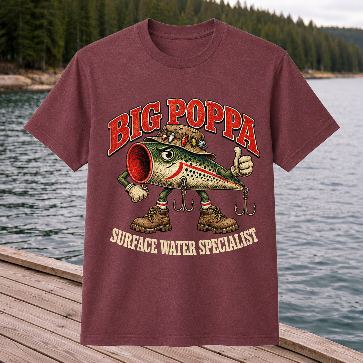 Big Poppa Surface Water Specialist Fishing Lure Graphic T-Shirt