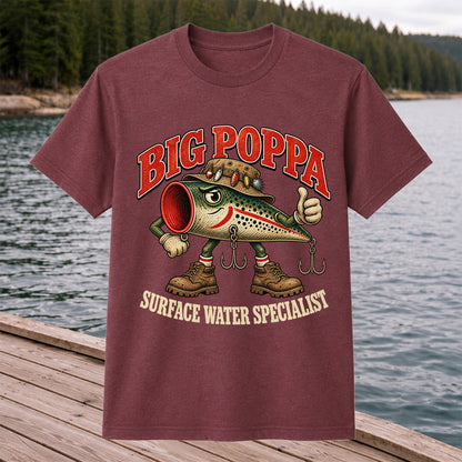 Big Poppa Surface Water Specialist Fishing Lure Graphic T-Shirt