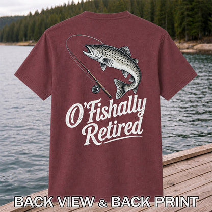 Retired Trout Fishing Rod Graphic T-Shirt | Back Print