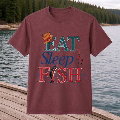Eat Sleep Fish T-Shirt Trout Fishing Vintage Angler Tee