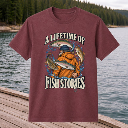 A Lifetime of Fish Stories Angler and Trout Fishing Graphic T-Shirt