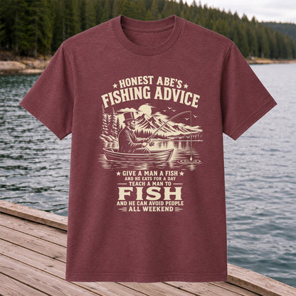 Honest Abe's Fishing Advice Funny Lincoln in a Boat T-Shirt
