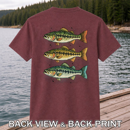 Three Bass Fishing Graphic T-Shirt | Back Print