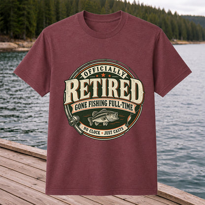 Officially Retired Gone Fishing Full-Time Bass Fishing T-Shirt