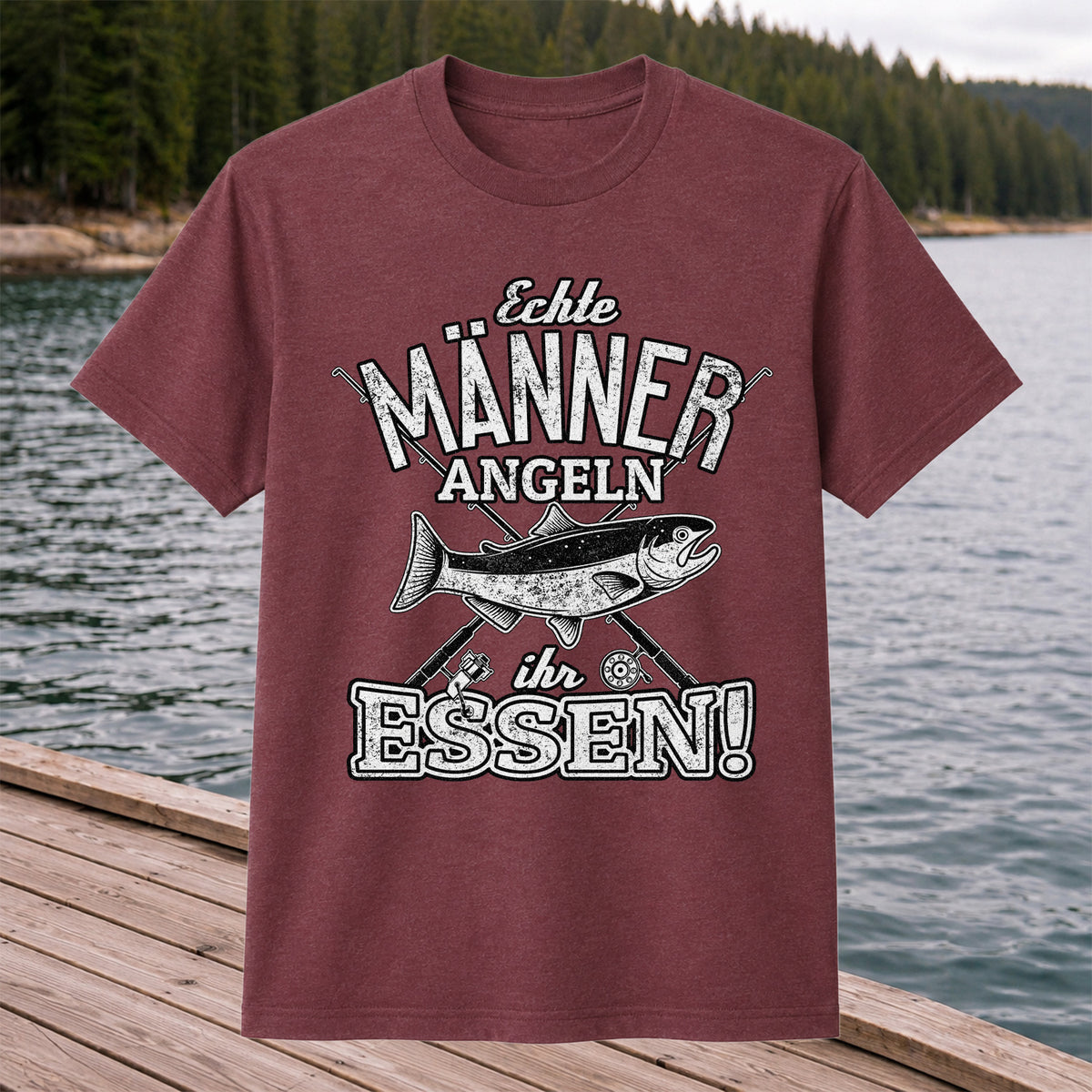 Echte Männer Angeln Ihr Essen Funny Fishing T-Shirt