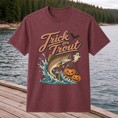 Trick or Trout Halloween Trout Fishing Graphic T-Shirt