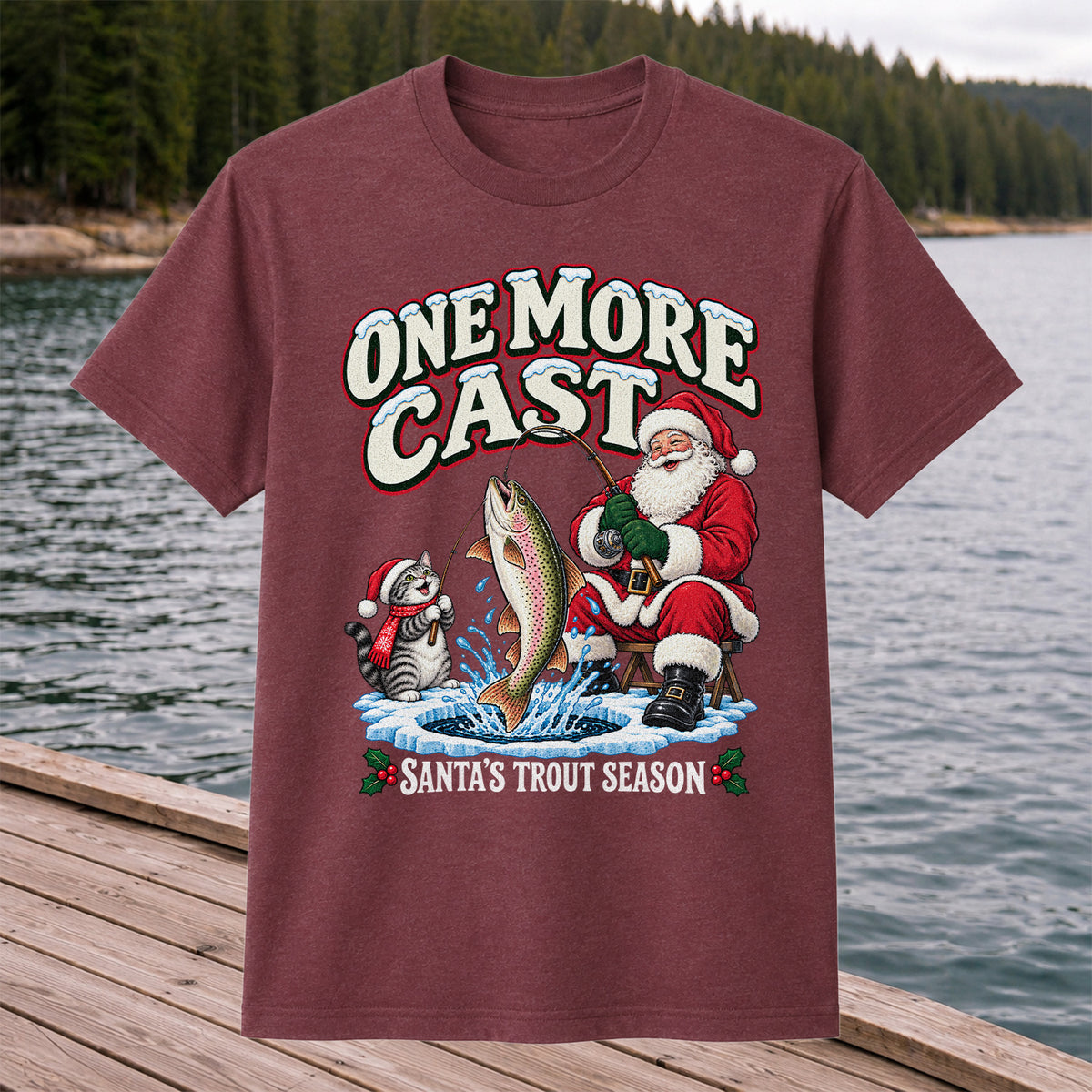 One More Cast Santa's Trout Season Christmas Fishing T-Shirt