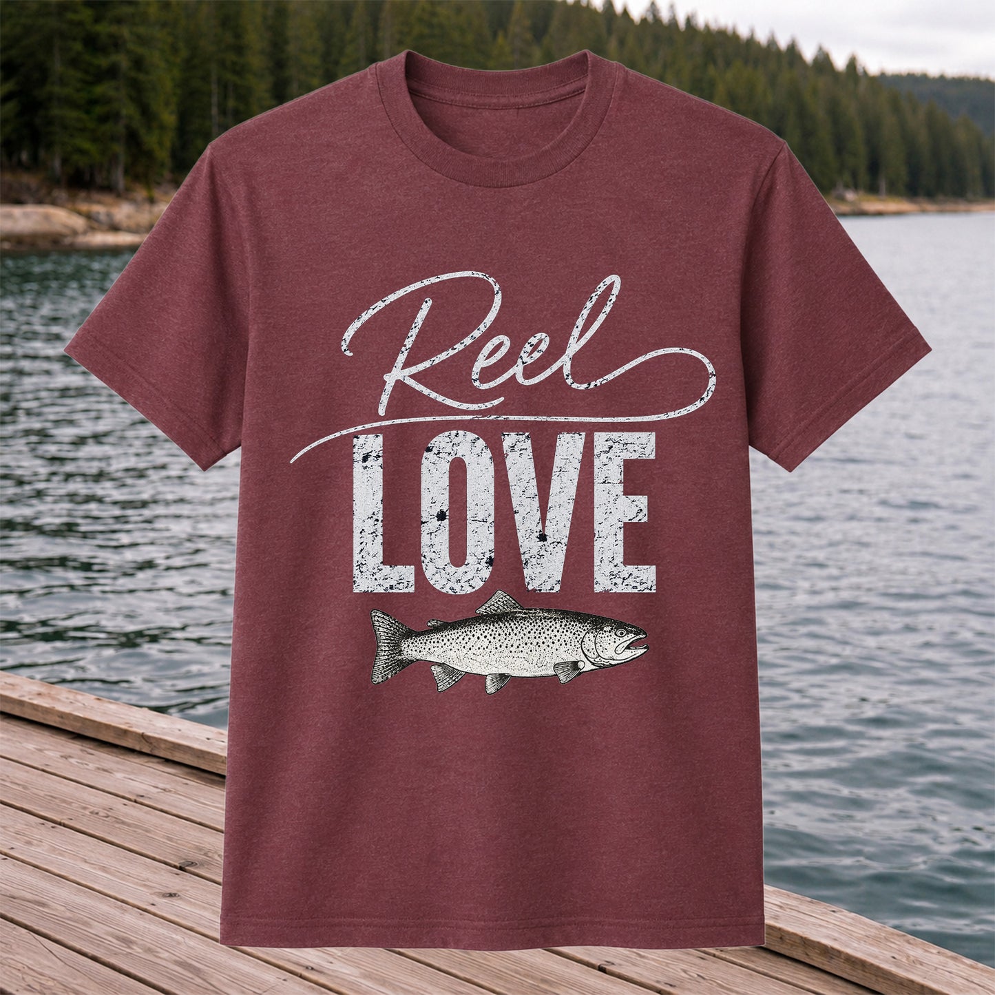 Reel Love Vintage Trout Fishing Graphic T-Shirt