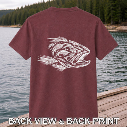 Fly Fishing Fish Design Graphic T-Shirt | Back Print