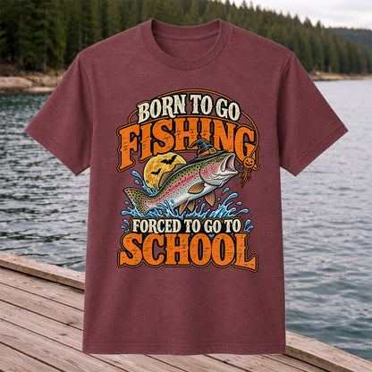 Born to Go Fishing Forced to Go to School Halloween Rainbow Trout T-Shirt