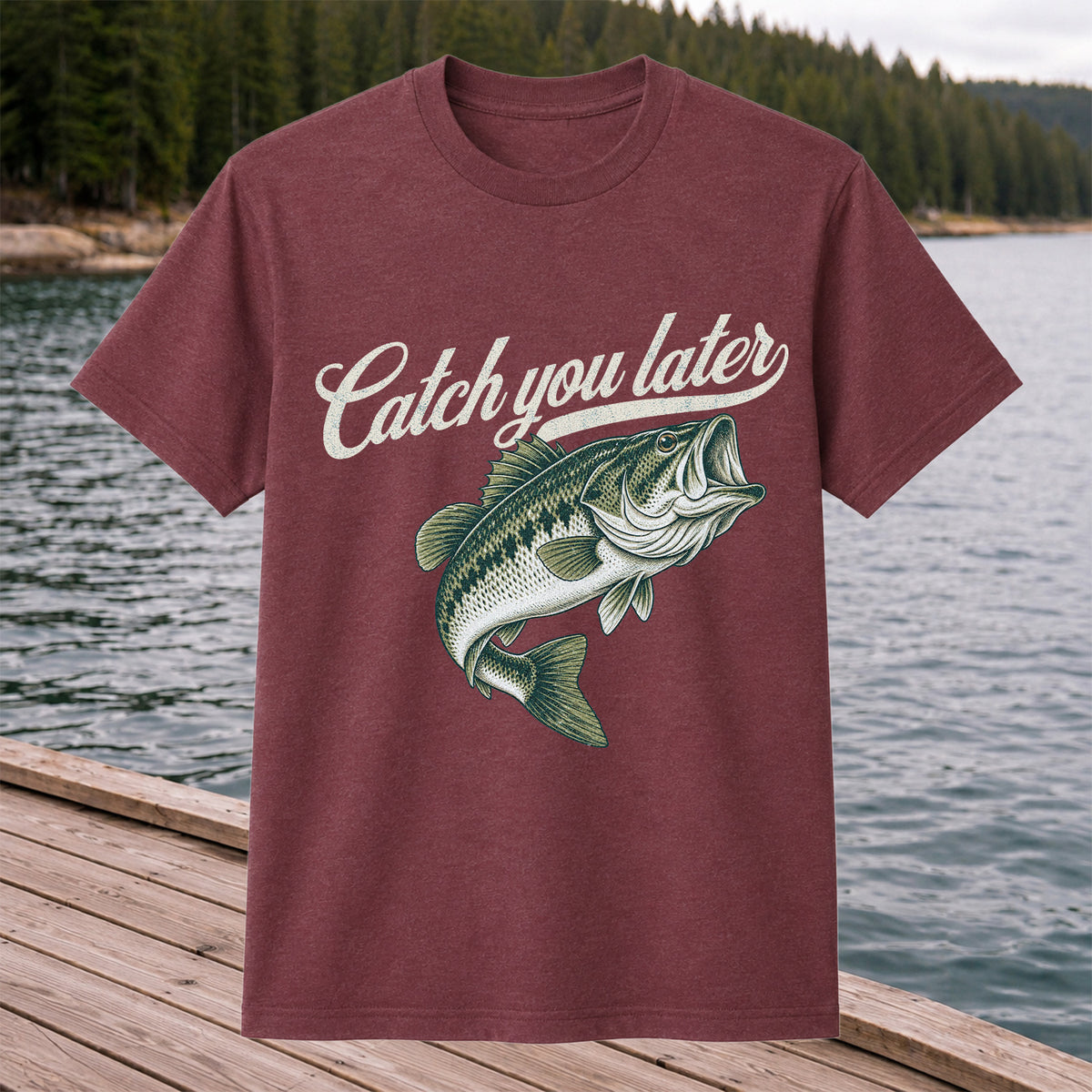 Catch You Later Largemouth Bass Funny Fishing Graphic T-Shirt