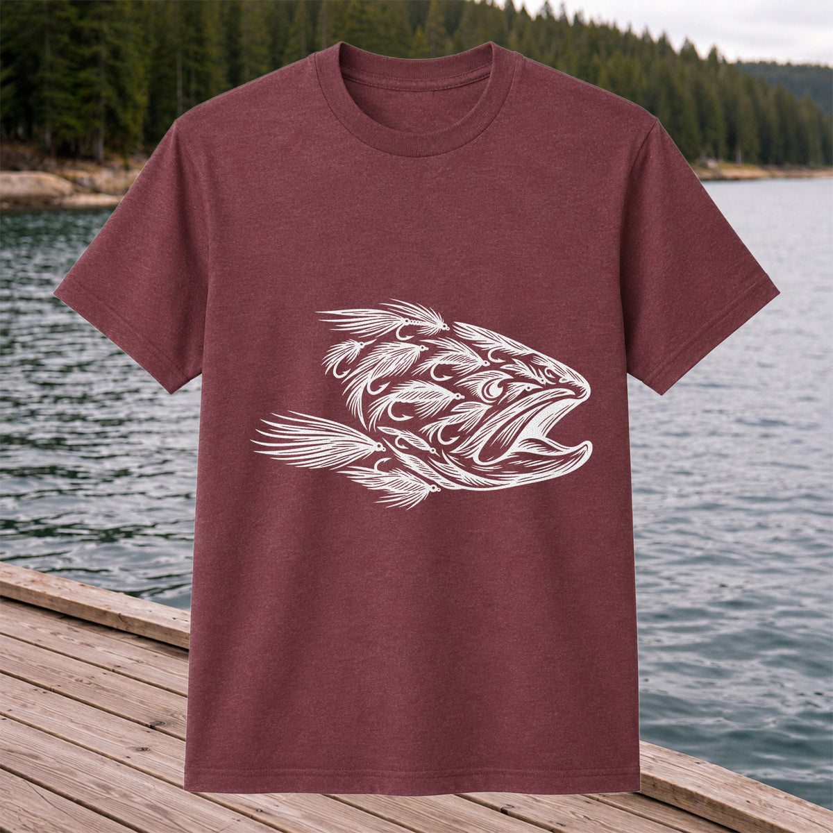Fly Fishing Fish Design Graphic T-Shirt