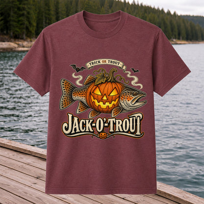 Jack-O'-Trout Trick or Trout Halloween Fishing T-Shirt