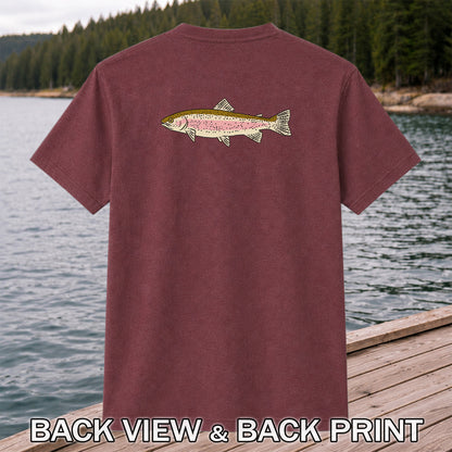 Rainbow Trout Freshwater Fishing Graphic T-Shirt | Back Print