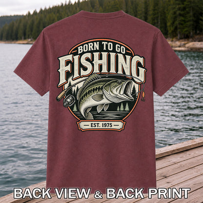 Born to Go Fishing Est. 1975 Vintage Bass Graphic T-Shirt | Back Print