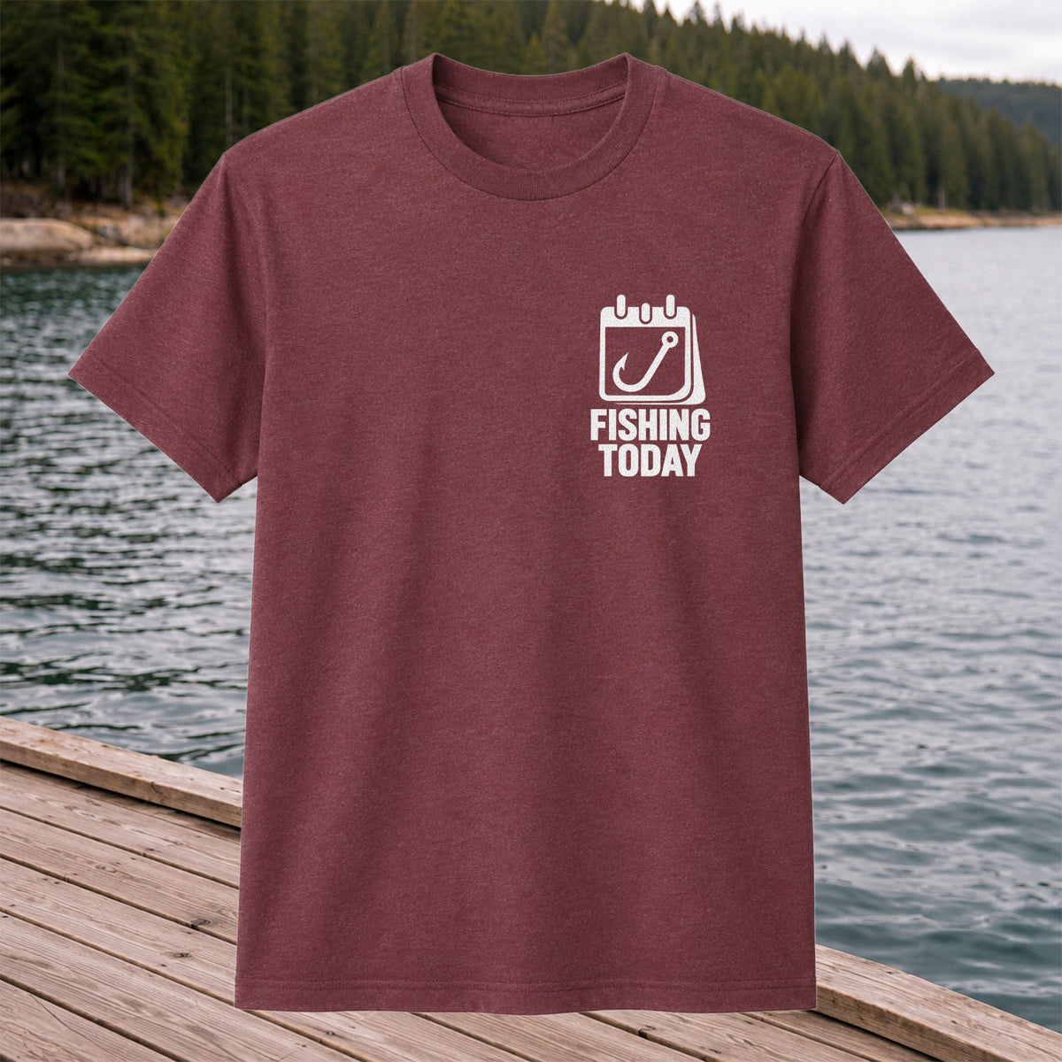 Fishing Today Calendar and Hook Minimalist Graphic T-Shirt