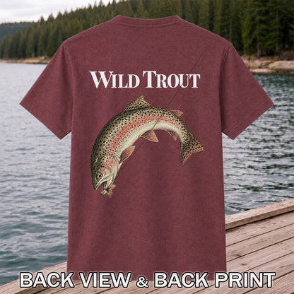 Wild Trout Rainbow Trout Fly Fishing Graphic T-Shirt | Back Print