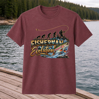 Fisherman Evolution Rainbow Trout Fly Fishing Graphic T-Shirt