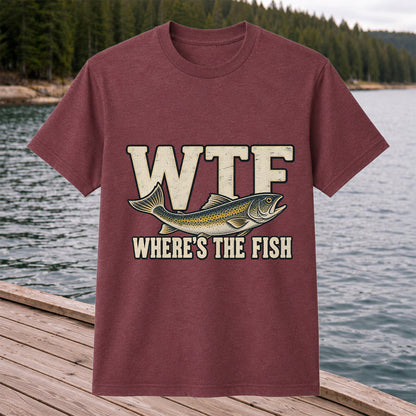WTF Where’s the Fish Funny Fishing Graphic T-Shirt