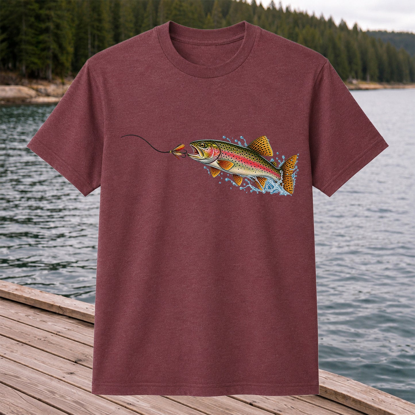 Rainbow Trout Chasing a Fly Fishing Graphic T-Shirt