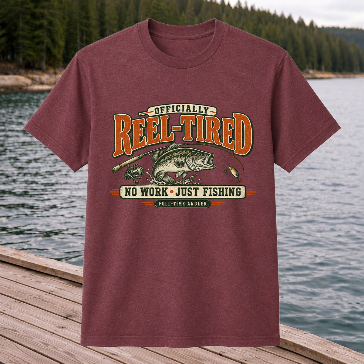 Retired Bass Fishing No Work Graphic T-Shirt