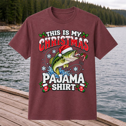 This Is My Christmas Pajama Shirt Bass Fishing T-Shirt