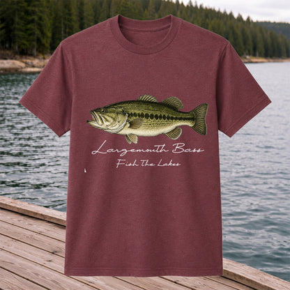 Largemouth Bass Fishing T-Shirt Fish The Lakes Vintage Bass Angler Tee