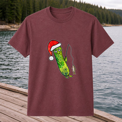 Santa Hat Cucumber Fishing for Trout Graphic T-Shirt