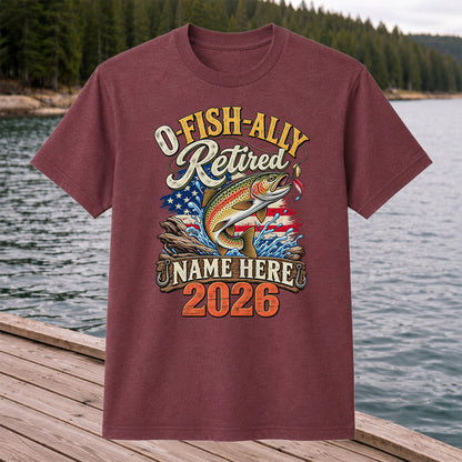 Retired Trout Fishing Patriotic Personalized Graphic T-Shirt