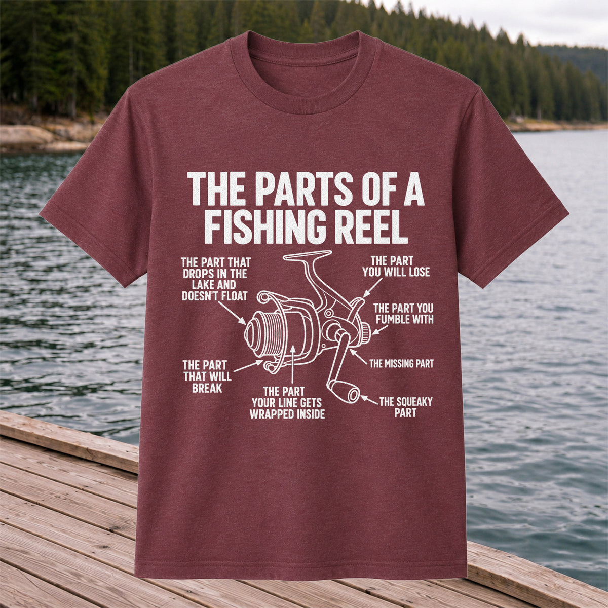Fishing Reel Parts Diagram Humor Graphic T-Shirt