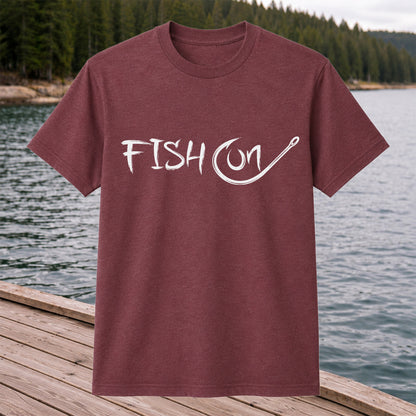 Fish On Fishing Hook Minimalist Graphic T-Shirt