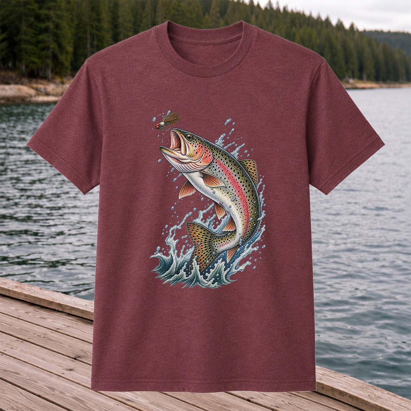 Rainbow Trout Leaping for a Fly Fishing Graphic T-Shirt