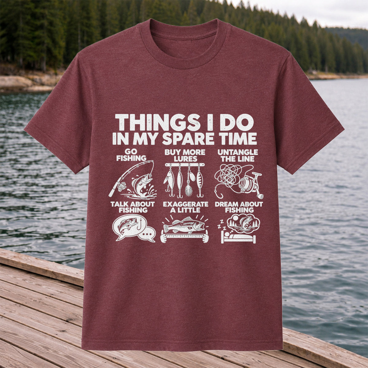 Things I Do in My Spare Time Funny Fishing Graphic T-Shirt