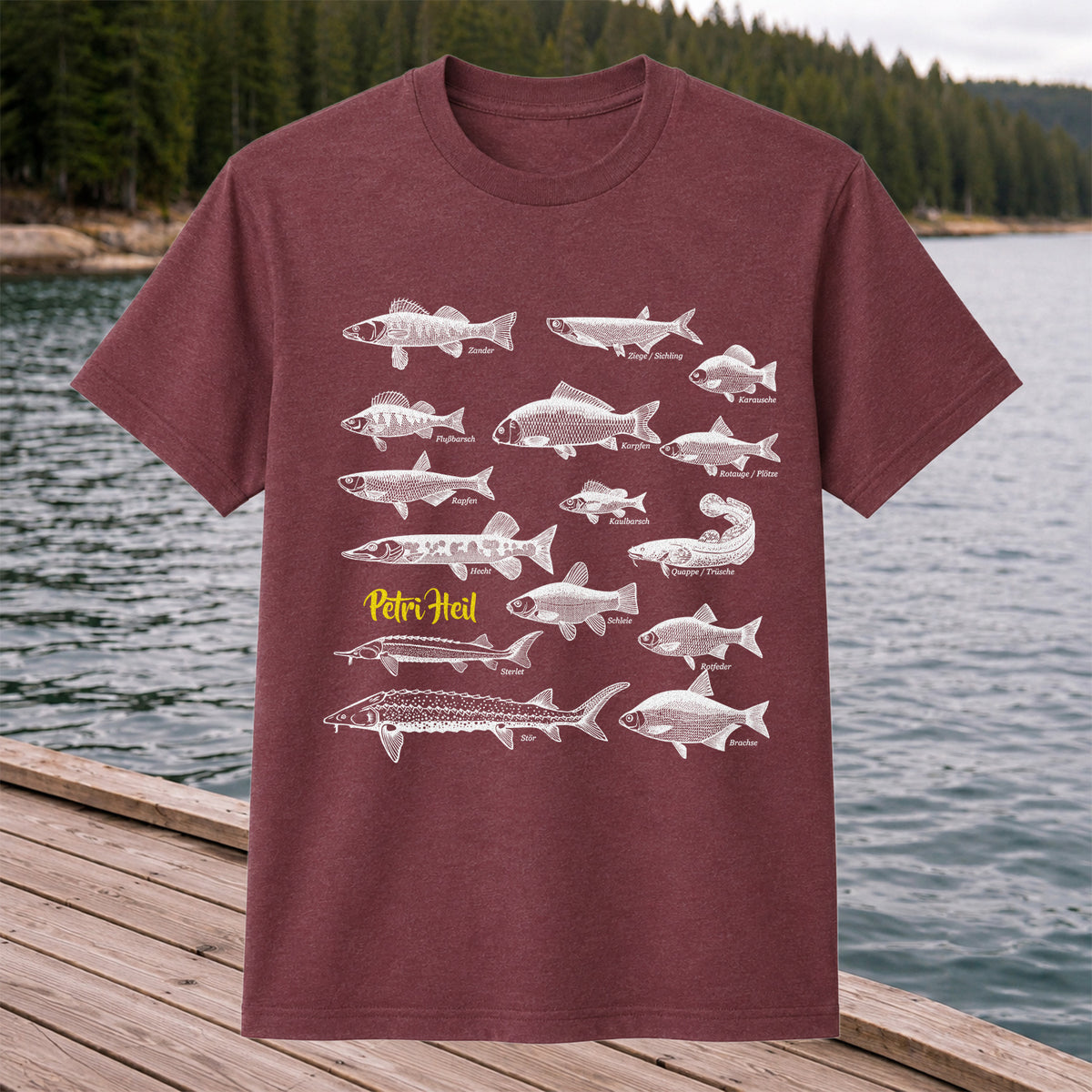 German Freshwater Fish Species Chart Fishing Graphic T-Shirt