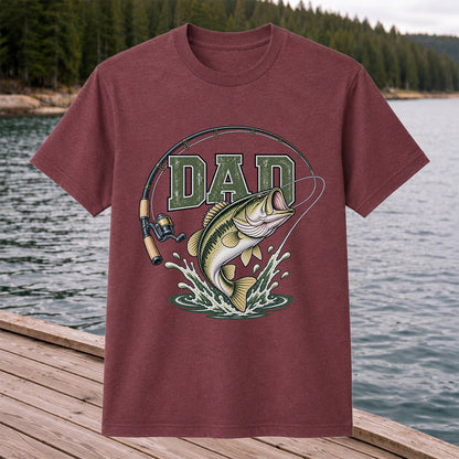 Dad Bass Fishing Rod and Reel Graphic T-Shirt