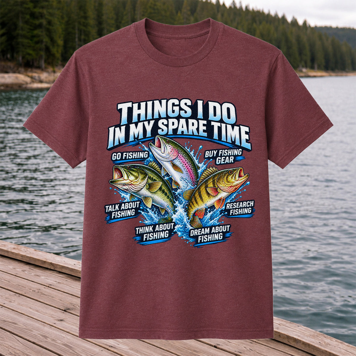 Things I Do in My Spare Time Bass Trout and Perch Fishing T-Shirt