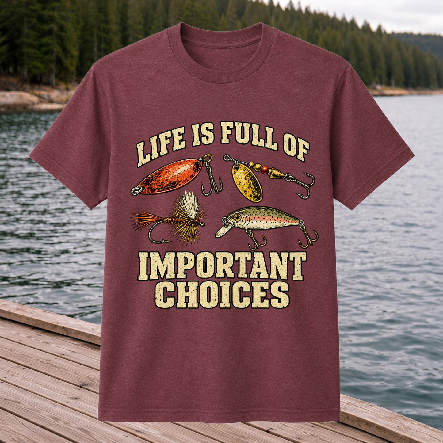 Life Is Full of Important Choices Funny Fishing Lures T-Shirt