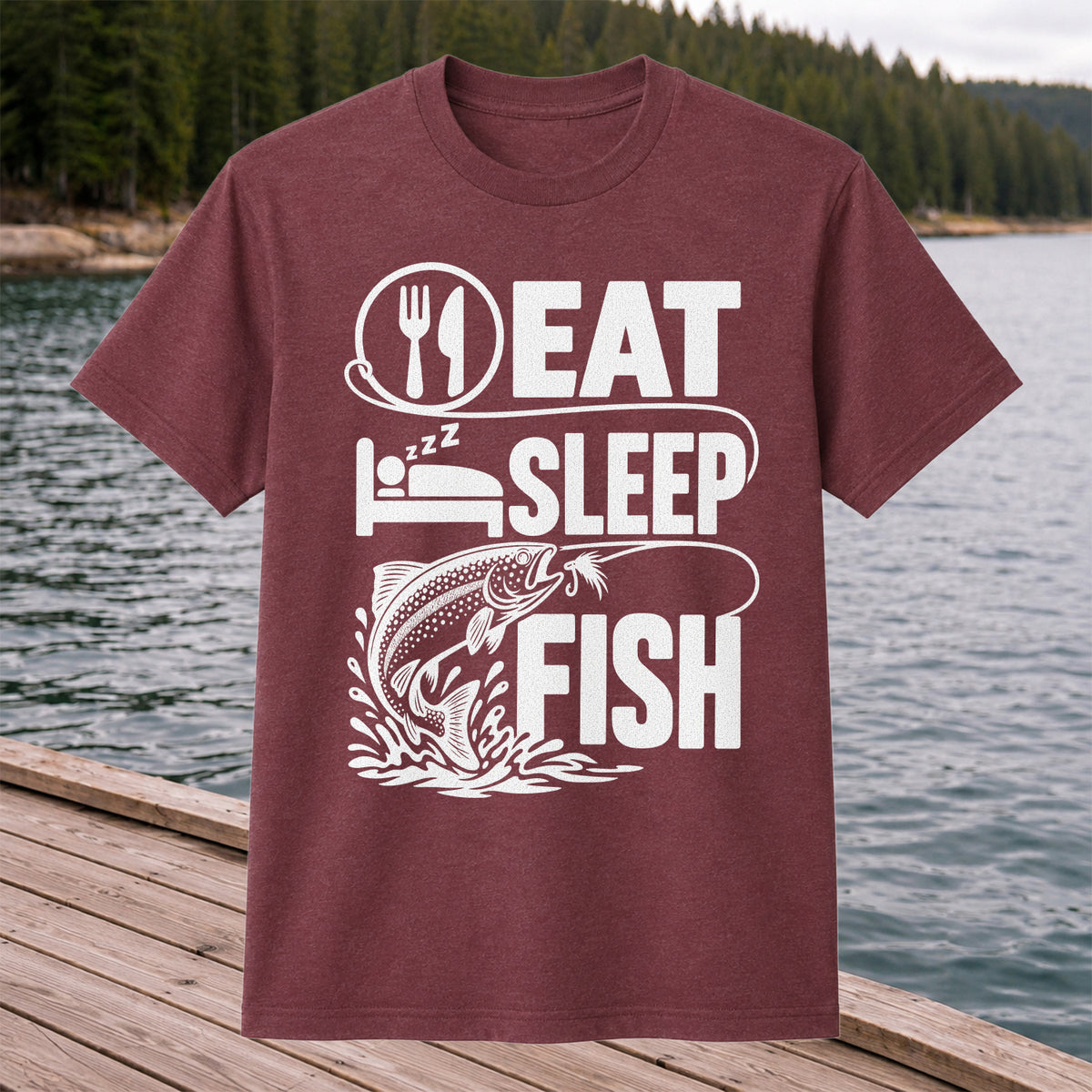 Eat Sleep Fish Trout Fly Fishing Graphic T-Shirt