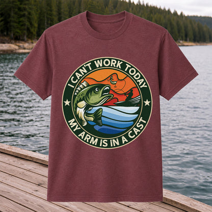 I Can't Work Today My Arm Is in a Cast Bass Fishing T-Shirt
